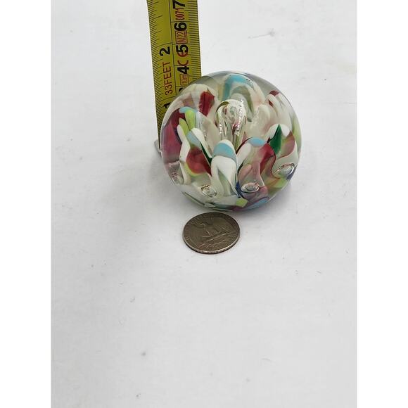 Beautiful Lampwork Paperweight Flower Bubble Art Glass Vintage Home Office Decor - Picture 7 of 8